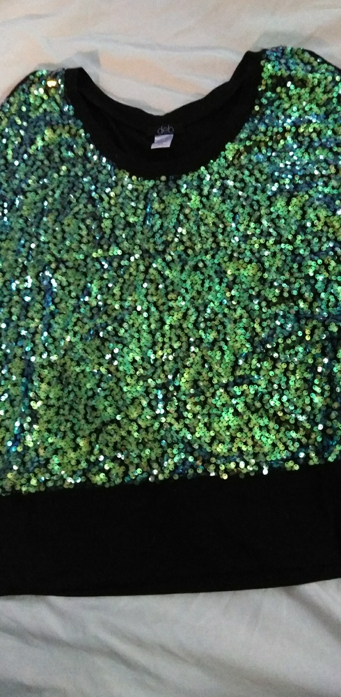 Black and sequined cold shoulder top